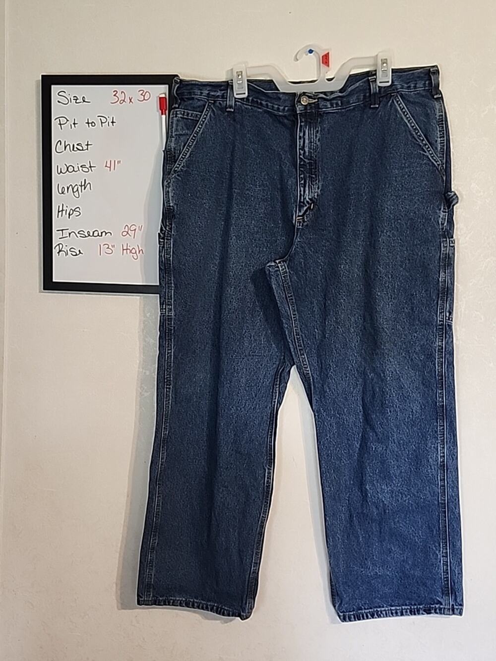 Carhartt Jeans Men's Size 42x30 Straight Leg Blue Denim Dark Wash